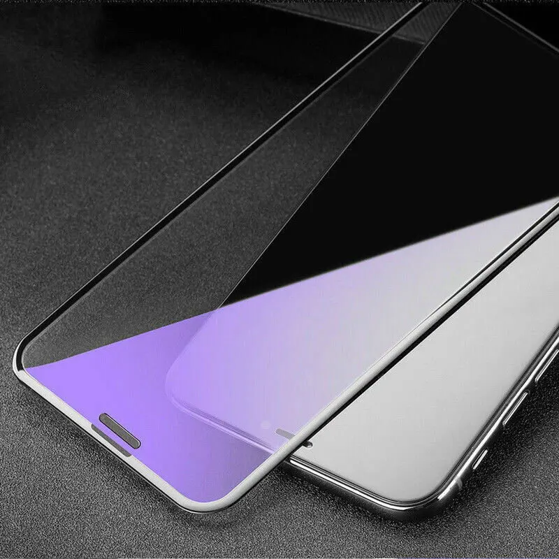 Anti Blue Light 10D Full Covered Tempered Glass Silk Screen Protector For iPhone 13 12 Pro Max 11 XR XS X 8 7 6s Plus 100pcs