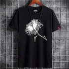 Мужская винтажная Футболка с принтом, белая футболка большого размера с круглым вырезом и принтом в стиле аниме, одежда для мужчин на лето, 2021