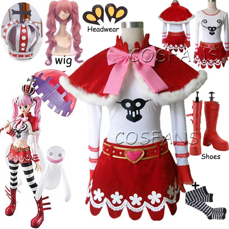 

Perona Soul Fruit Uniforms Cosplay Costume Halloween cosplay costume +Cloak + bow + belt + socks Full set Wigs shoes