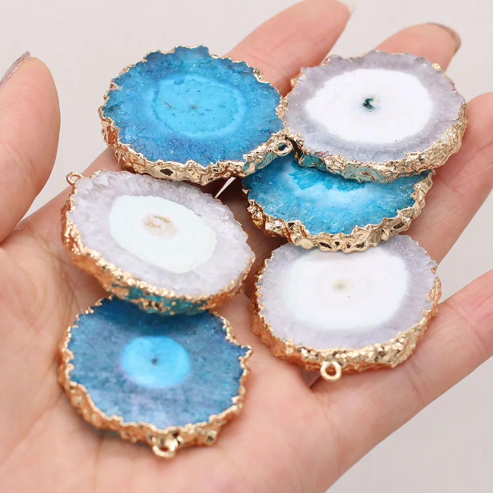 

Natural Stone Slice Druzy Pendants Gold plated Druzy Crystal for Tribal Jewelry Making Diy Earring Necklace Gifts