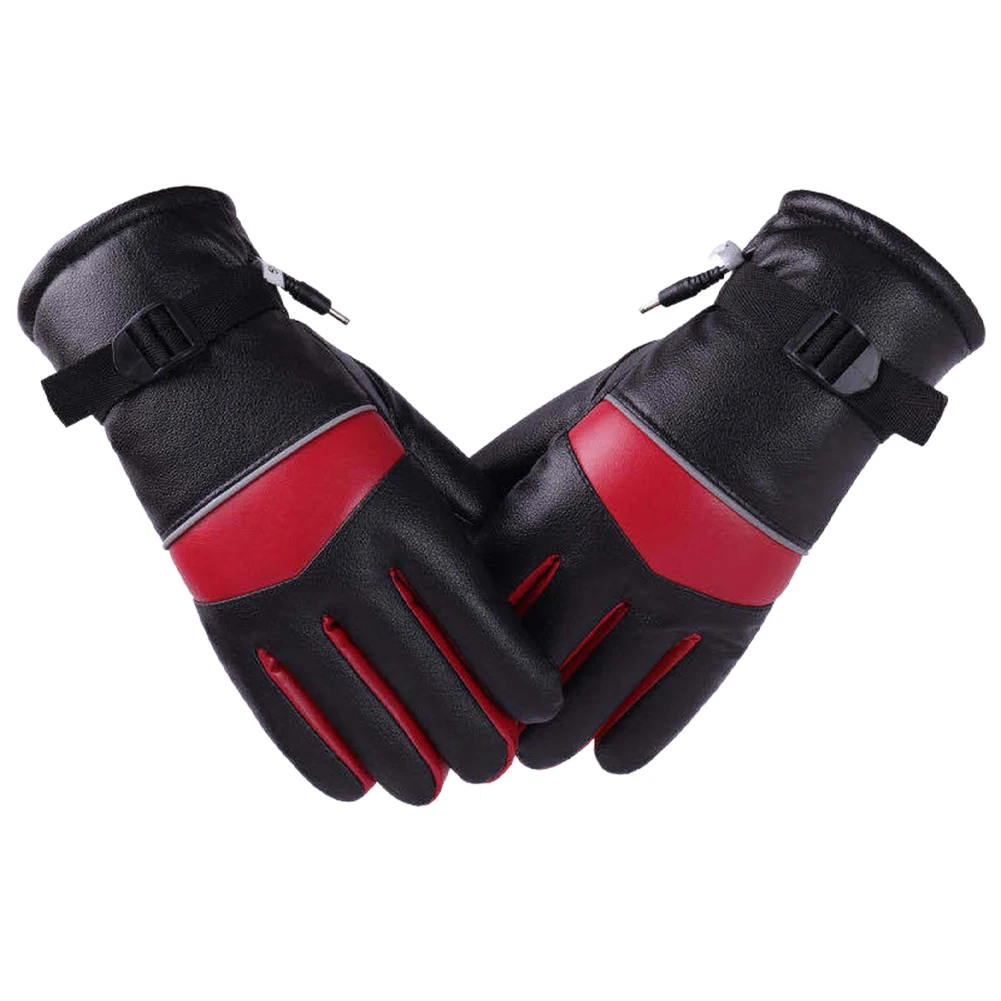 

1pair Men Women USB Powered Heated Gloves Hand Warmer Cycling Fast Heating PU Leather Soft Windproof Winter Warm Outdoor Sports