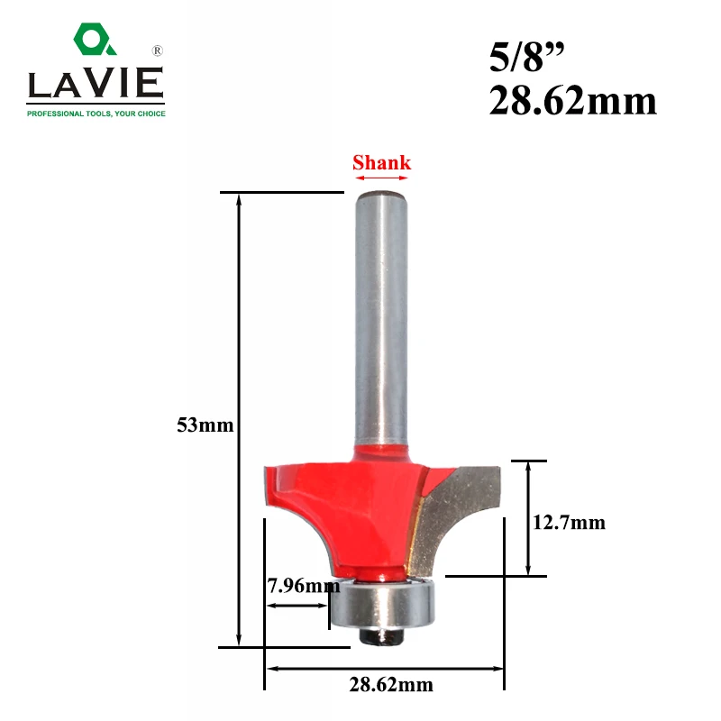 28.6mm LAVIE 1 шт. 6 мм 1/4 хвостовик маленький угловой круглый фреза для деревообрабатывающего станка, Классическая фреза для дерева MC01035 - Длина режущей кромки: 28.6mm