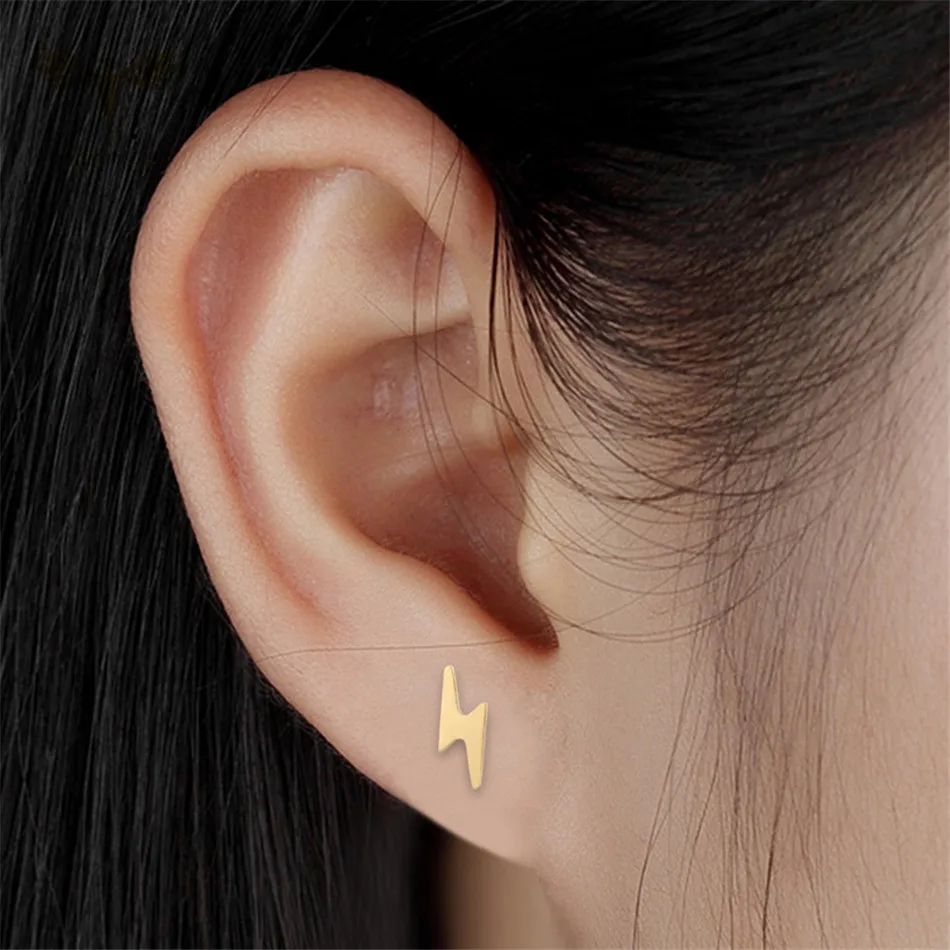 Золотые серьги набор дизайн молнии стильные гвоздики оптовая продажа ювелирные