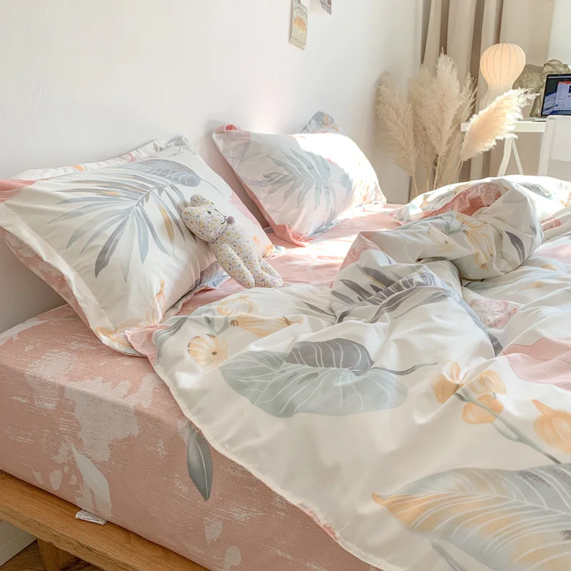 

Bedding Set Bed Sheet Set Duvet Cover Set King Size Queen Size Comforter Sets Luxury Bedroom Painting Anime Cute Pink Pillowcase