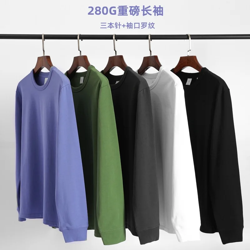 

new 2022 Men's cotton long sleeved women's T-shirt bottom shirt