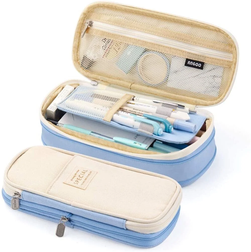 

Classic Pocket Pen Pencil Case, Fold Canvas Stationery Storage Bag Organizer for Cosmetic Travel Student A6449