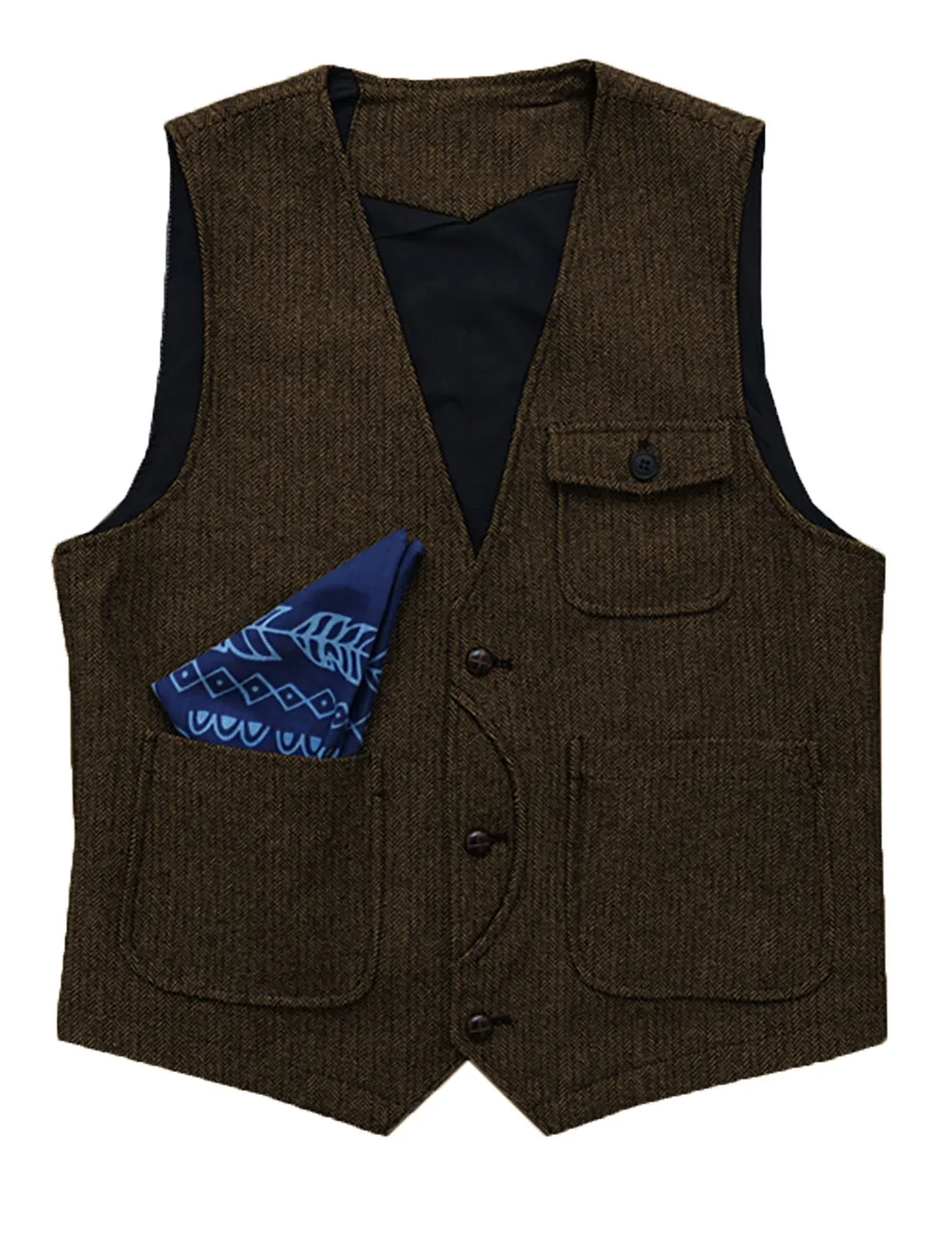 

Men's Herringbone Wool Casual Suit Vest Slim Tweed V-neck Waistcoat Groommen for Wedding Party Custom Made