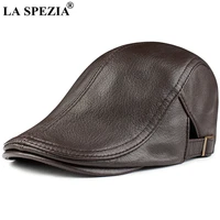 mens winter cap hats for men genuine leather newsboy cap cowskin adjustable flat cap brown black mens beret
