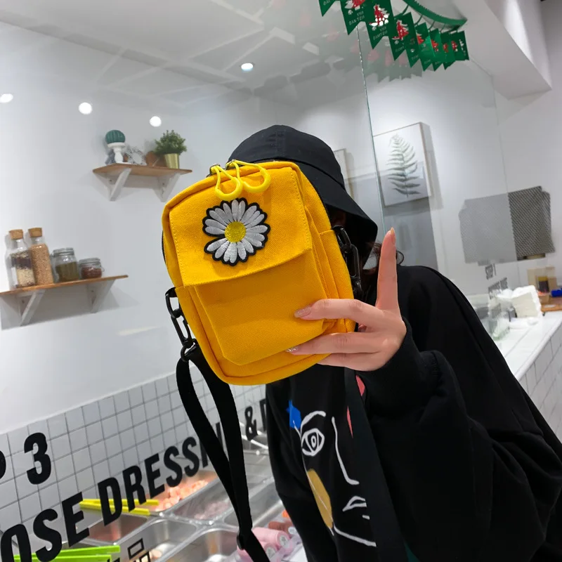 2020 креативная маленькая Холщовая Сумка с ромашками женская сумка через плечо