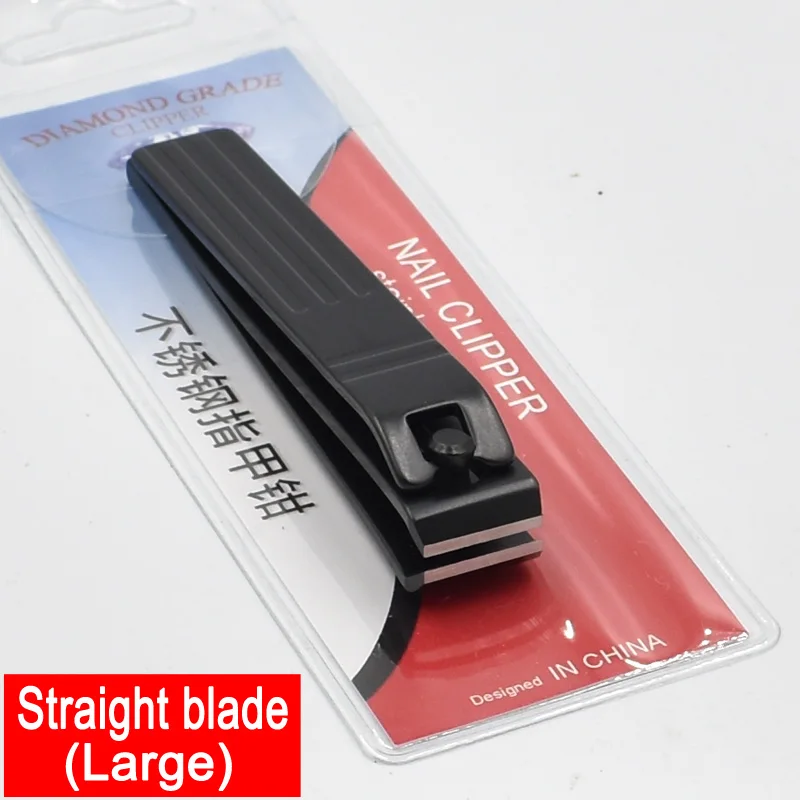 Large-Straight blade High Quality Black Nail Clipper Straight Blades Nipper Toenail Cutter Fingernail Trimmer Manicure Pedicure Tools For Man Women - Цвет: Large-Straight blade