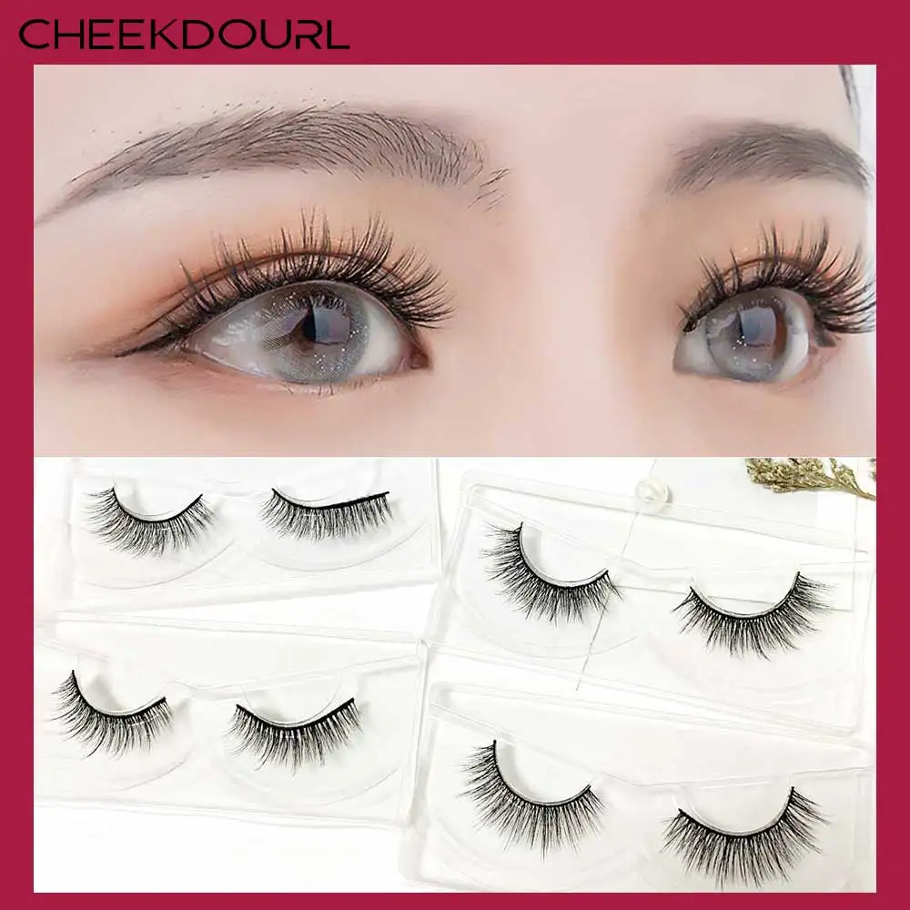 

CHEEKDOUR Waterproof Long Lasting Eye Liner Pencil + Natural Makeup Extension Silk fake Eyelashes make-up Kit