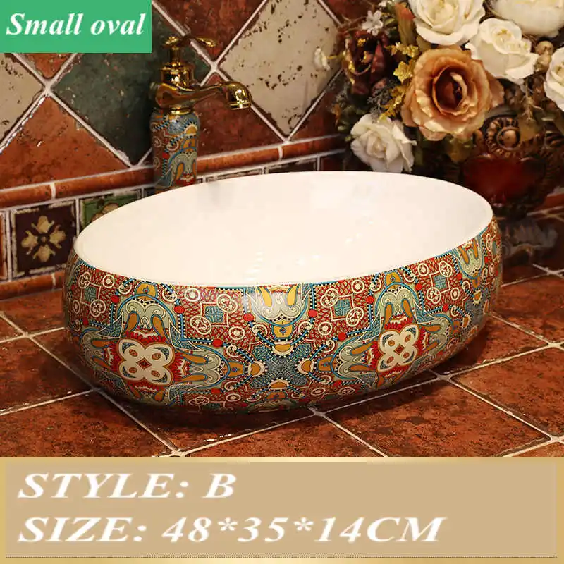 Квадратная раковина над счетчиком для дома ванной комнаты Европейский ретро