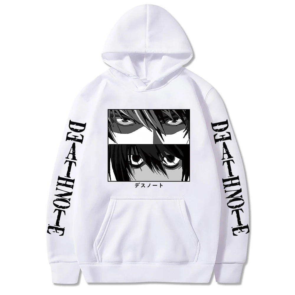 

Anime Death Note Hoodies Kira L Lawliet Eyes Print Harajuku Streetwear Men Long Sweatshirts