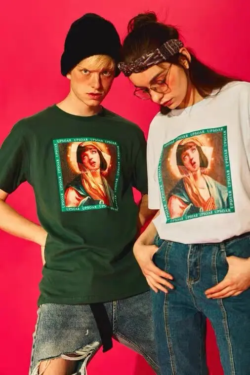 Футболка мужская с принтом Девы Марии забавная тенниска короткими рукавами