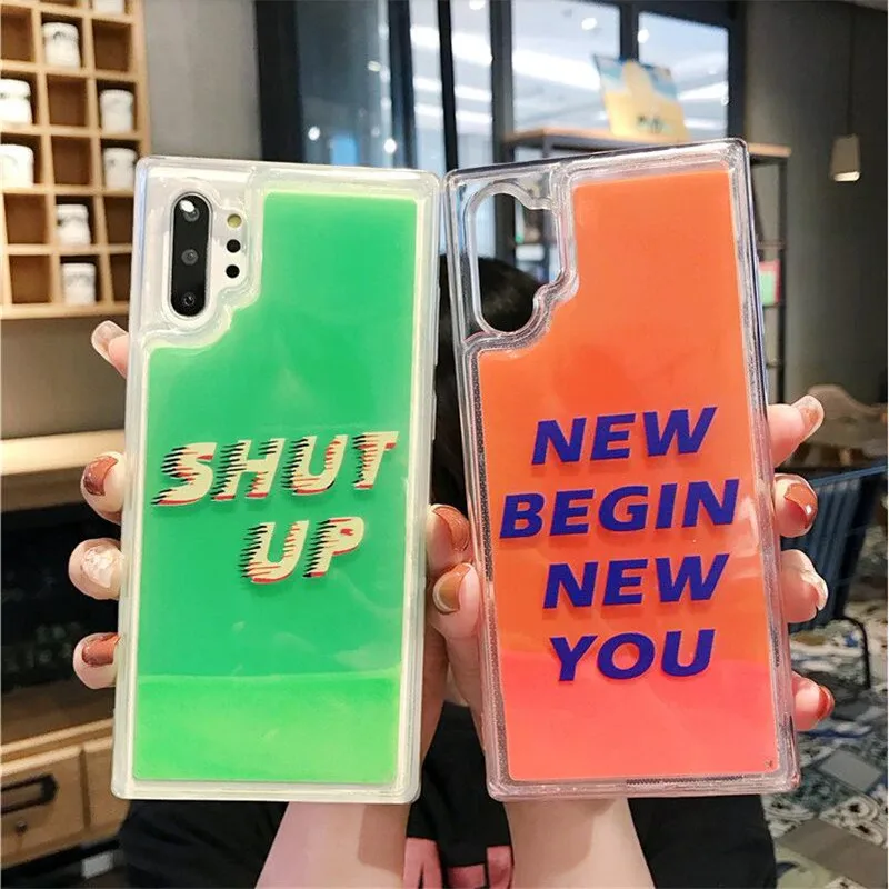 Чехол для телефона samsung Note 10 Plus 8 9 светится в темноте жидкий Блестящий песок Чехлы