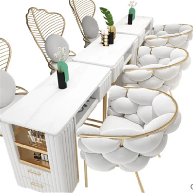 

Nordic Double-layer Marble Manicure Table and Chair Set, Single and Double Special Multifunctional Nail Table and Sofa Chair