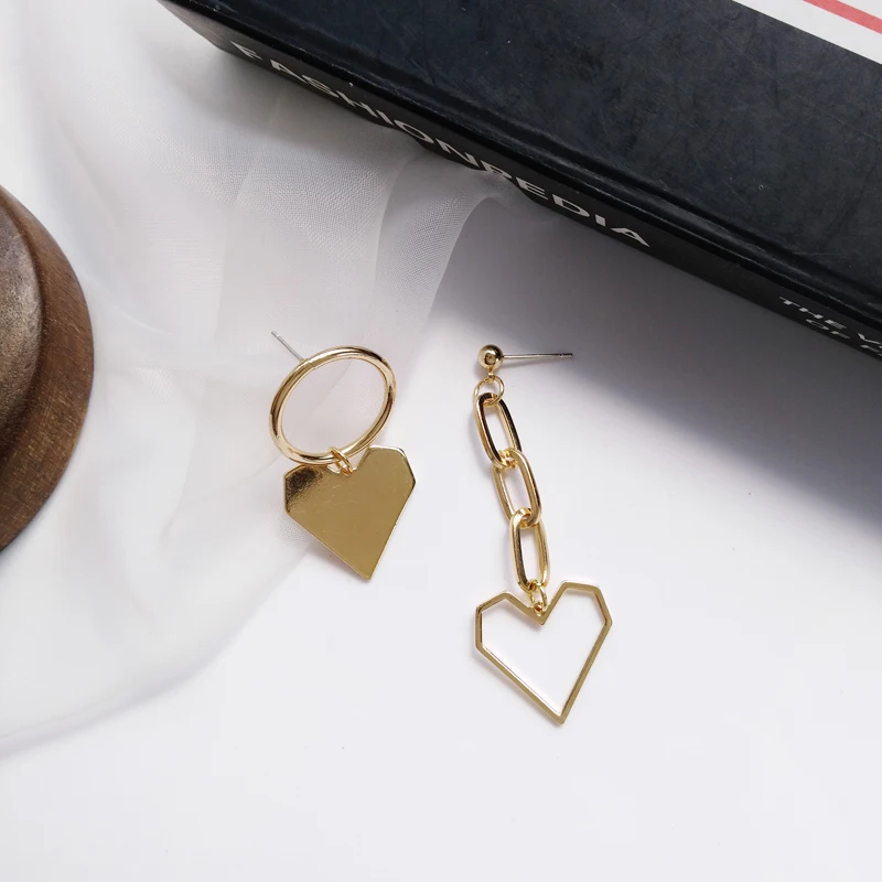 В стиле хип хоп для рокера металлические серьги любовь Форма асимметричные