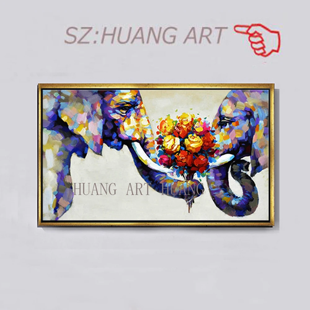 

Ручная роспись абстрактный слон пары животные семья картины маслом на холсте для детской комнаты Настенная картина для гостиной Декор