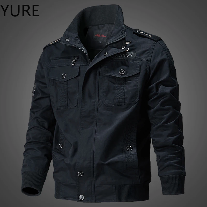 

Yure Military style men's jacket Air Force Tactical bomber Pilot Men's Casual flight jacket Spring pure cotton men's jacket