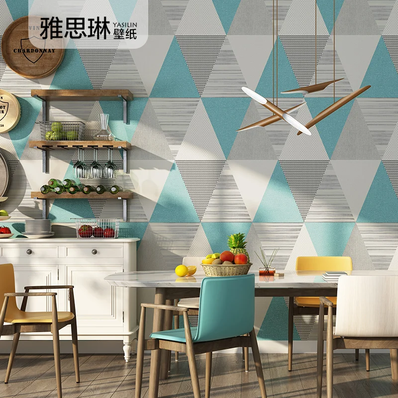 Клетчатая настенная бумага в нордическом стиле для спальни гостиной