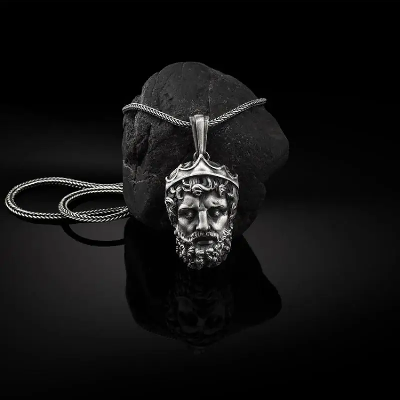 Ancient Greek Mythology King of The Gods Portrait Pendant Necklace for Men Women Retro Nordic Amulet Jewelry Gift |