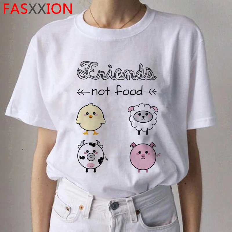 Новинка Vegan Harajuku Забавные футболки с героями мультфильмов для женщин Kawaii Ullzang