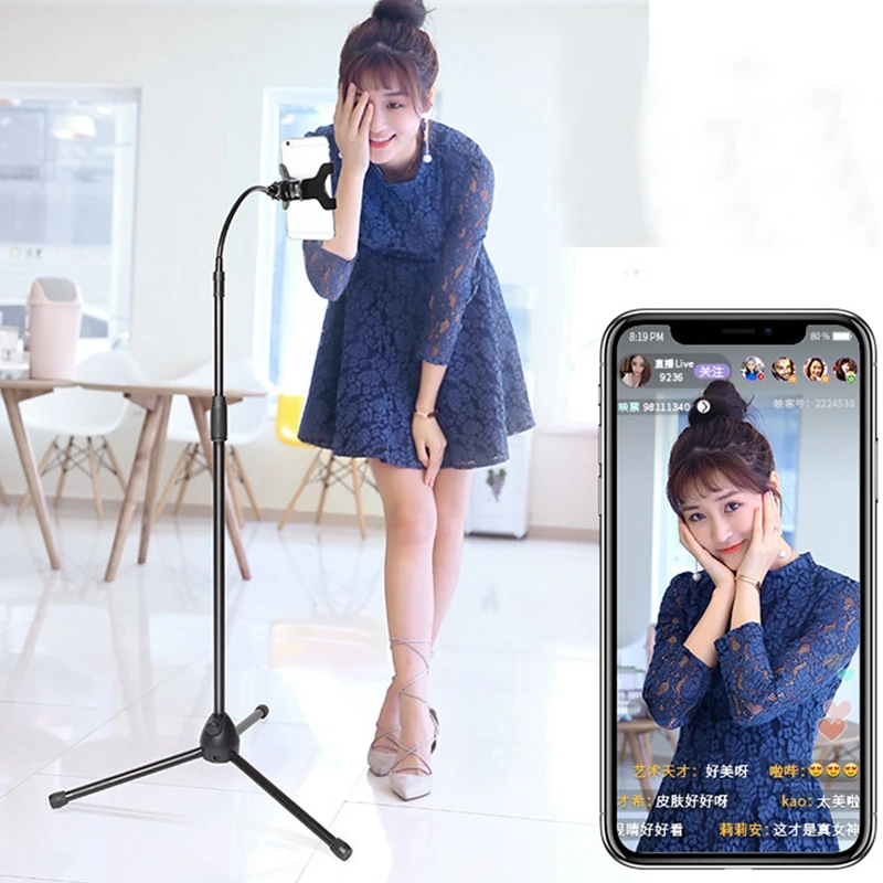 Triple-cornered Stand Floor-Mounted Mobile Phone Standing Hose Tripod for Live Broadcast Watching TV Video | Электроника