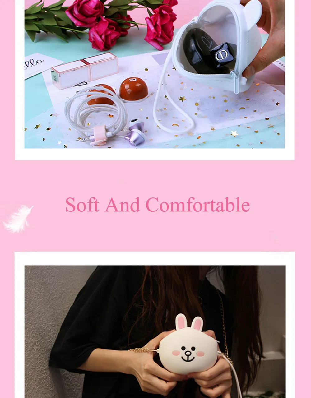 Модные женские кошельки с героями мультфильмов Kawaii, силиконовая коробка для хранения косметики, сумка для монет, модный кошелек, детские подарочные наушники, SD, TF карты, сумка