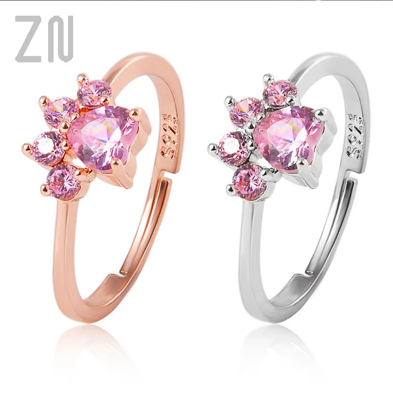 Женское регулируемое кольцо в виде кошачьей лапы с кристаллами|Кольца| |