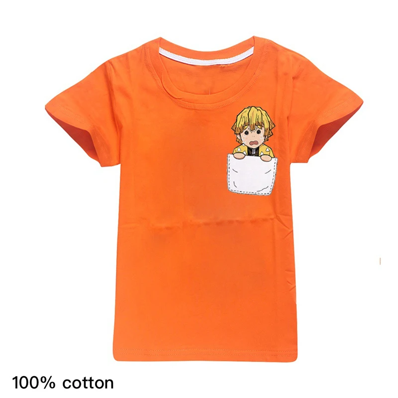 

2020 New Cotton Short Sleeve Kids Shirts for Teenage Girls Boys Tshirts Tops Anime Demon Slayer Harajuku Tees T Shirt Vetement