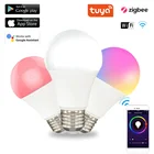3 шт. 9 Вт Tuya Zigbee светодиодные лампы для дома светильник лампы E27 цветная (RGB) работает с приложение Smart Life голос Управление с Alexa Google для дома