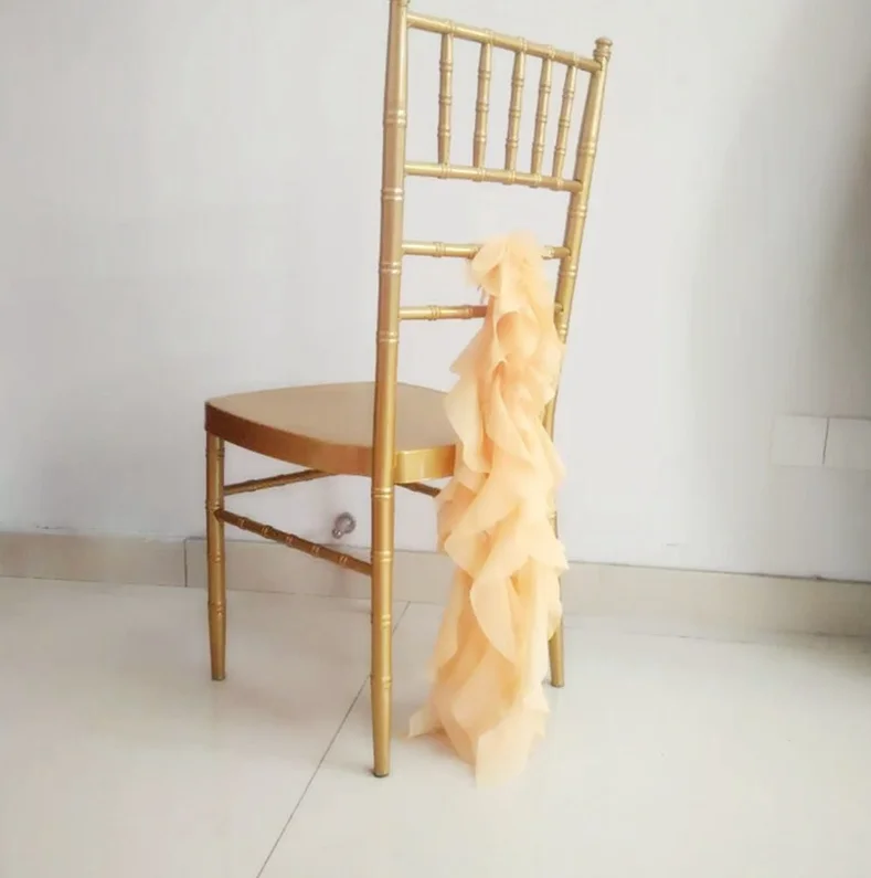 peach Свадебная курчавая ива с оборками хвосты для chiavari украшения и шифоновое кресло створки 100 шт/партия - Цвет: peach