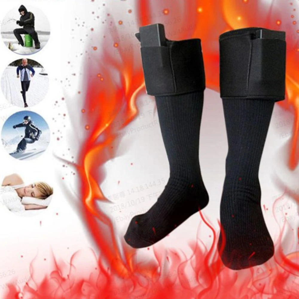 

1Pair Thicken Warmer Socks Rechargeable Battery Electric Heated Socks For Women Men Winter Outdoor Skiing Sport Heated Socks