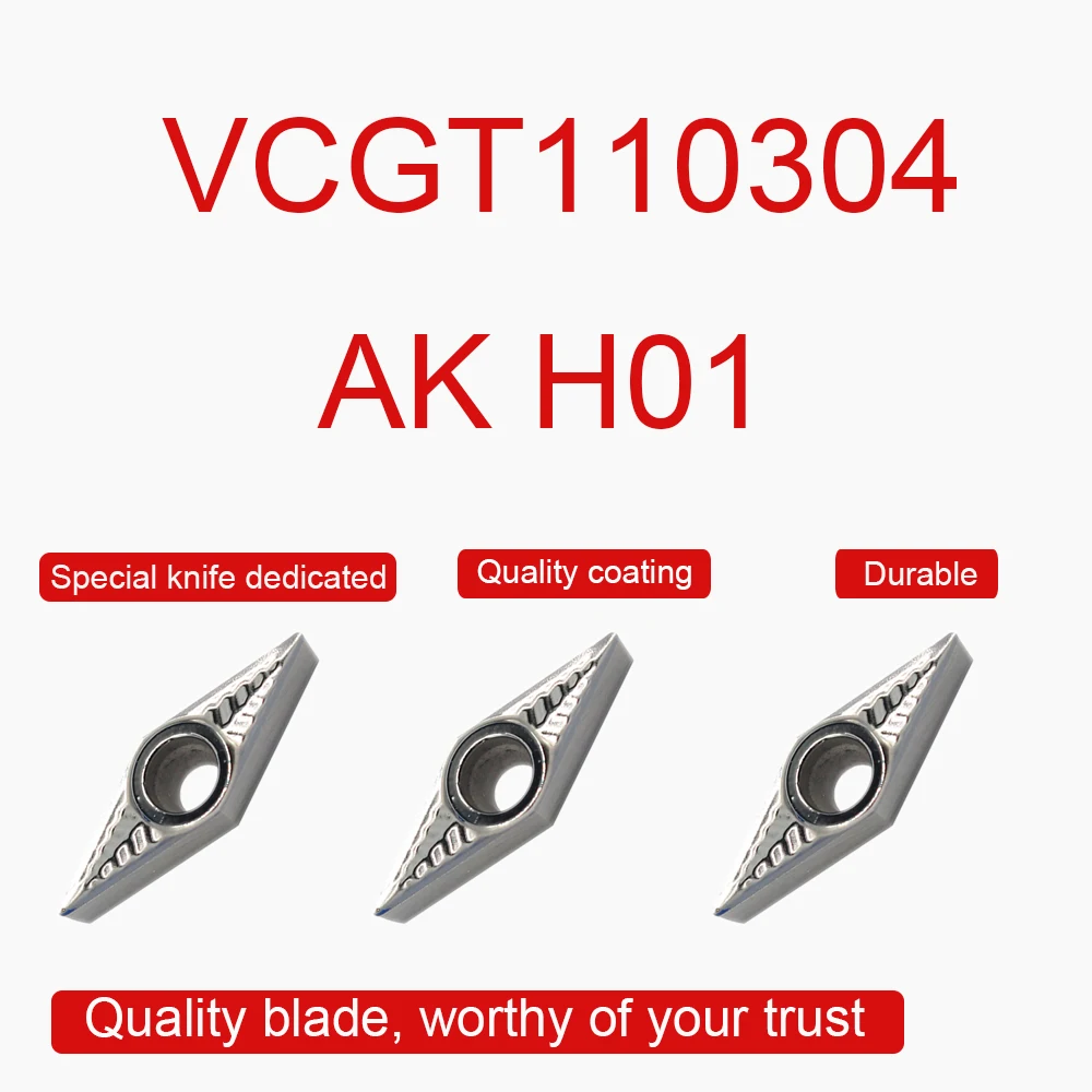 

10PCS VCGT110304 AK H01 Carbide Inserts VCGT 110304 Aluminum Cutter Blade CNC Lathe Turning Tool AL +TIN Lathe Tool