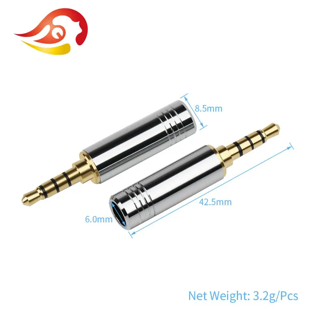 QYFANG 3.5mm Audio Jack 4 Pole Stereo With Steps Earphone Plug Metal Adapter Bright Aluminum Shell HiFi Headphone Wire Connector images - 6