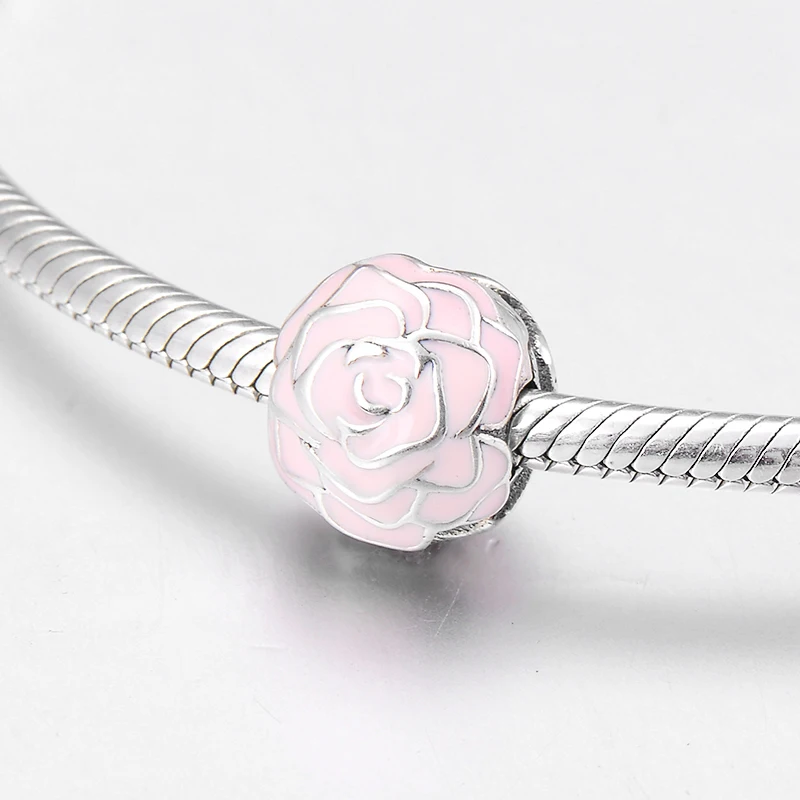 Бусины с замком женские из серебра 100% пробы розовой эмалью | Украшения и