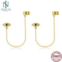 inalis s925 sterling silver earrings for women demon eyes gold stud earring pretty chain fine jewelry simple style female gift