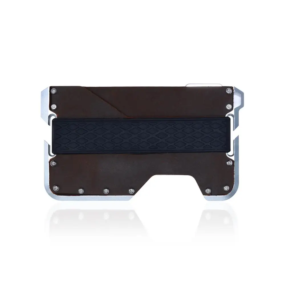 Держатель для карт из натуральной кожи мужской Алюминиевый металлический RFID