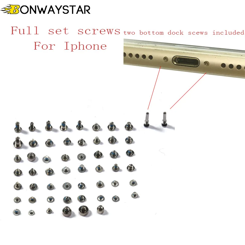 A + полный комплект винтов Полный с 2 нижними винтами для iPhone 6 6s 7 7p 8 8P X Мобильные