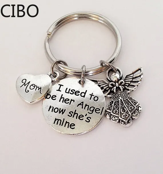 2019 Новый я был ей его амулеты ангелы брелок для ключей мама папа памяти отец
