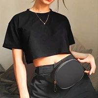 harajuku shirt funny y2k women crop tops casual black femme navel t shirt round neck short loose tee shirt summer streetwear