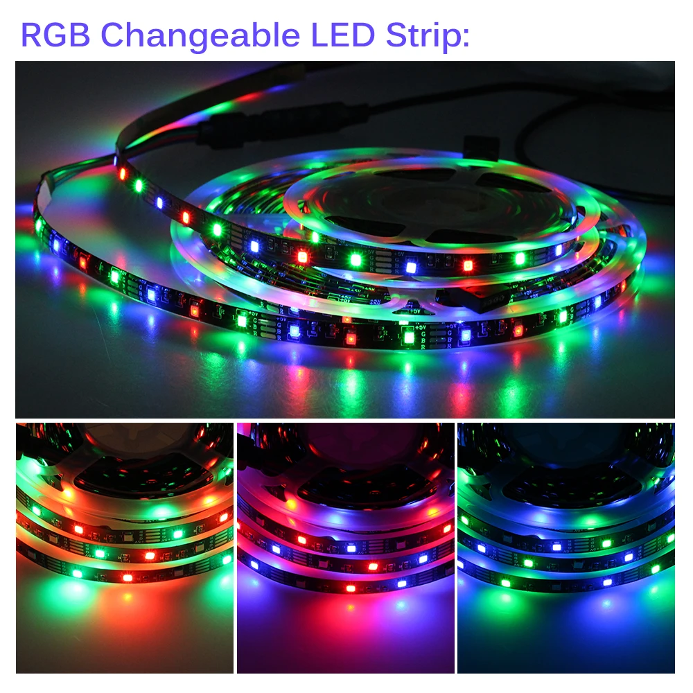 Bluetooth-управление музыкой 5 В USB-светодиодная лента 2835 RGB гибсветильник 1 м 2 3 черная