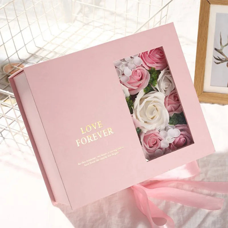 

Консервированные подарочные коробки с цветами на День святого Валентина, открытое окно, Подарочная коробка с цветами розы, подарок на день ...