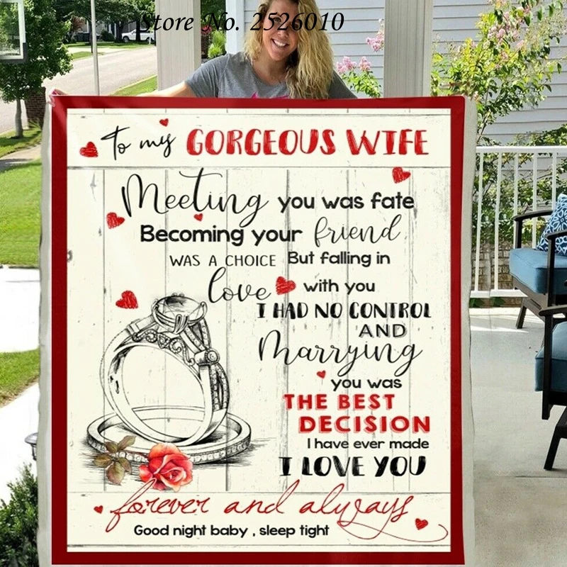 

Одеяло для великолепной жены, одеяло с надписью 3D, шерпа, одеяло на кровать, домашний текстиль, одеяло HBTY, подарок на Рождество 14