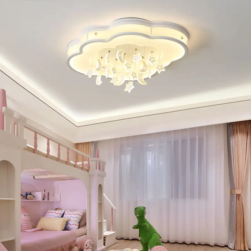 Acrylic White LED Chandeliers For Dining Room Bedroom Kitchen Kid's Room VIlla Foyer Gallery Indoor Home Stars And Moon Lights