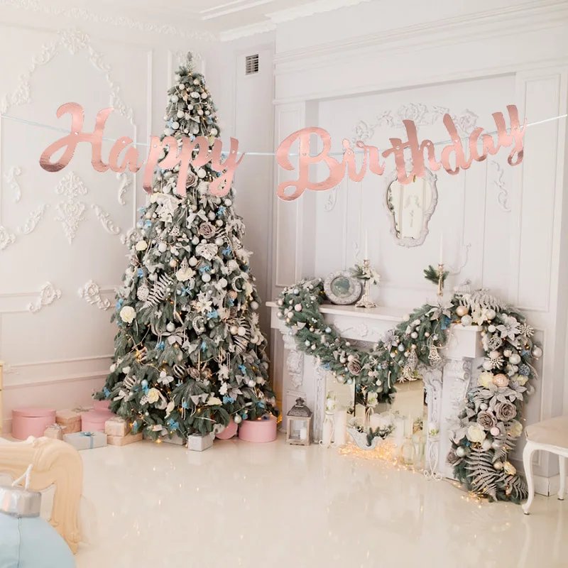 Счастливый День Рождения Бумажный баннер только что замужняя флэш гирлянда