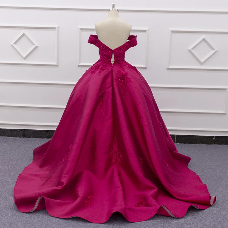 2020 SJ301 customized red off shoulder 3D lace luxury elegant design bridal ball gown dress