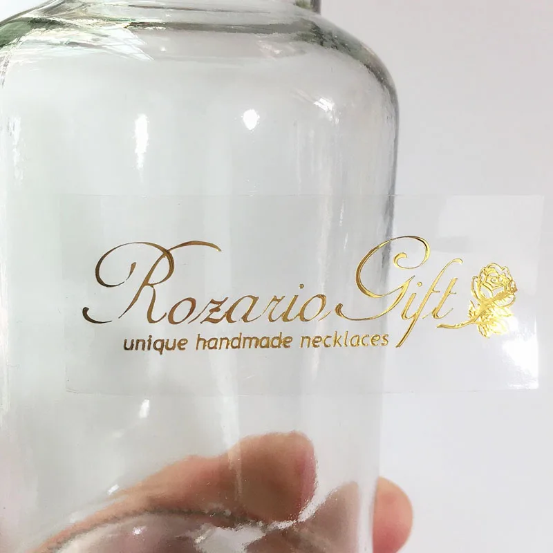 Прямоугольные 100 шт./лот наклейки с логотипом под заказ прозрачная Золотая фольга