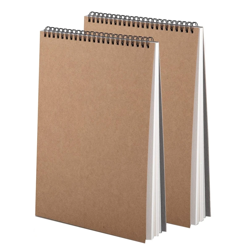 

A4 Sketch Book Drawing Pad Paper Art Supplies 60 Pages (30 Sheets) Sketchpad Spiral Bound Hardcover Kraft Cover Portrait