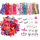 Аксессуары для кукол, 38 предметов = 10 платьев для кукол, 4 пары очков, 5 пластиковых ожерелий, 2 вешалки, 10 пар обуви